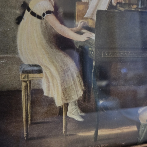 Vintage Style Framed Art Print The First Music Lesson Cottagecore Wall Decor - Picture 3 of 7